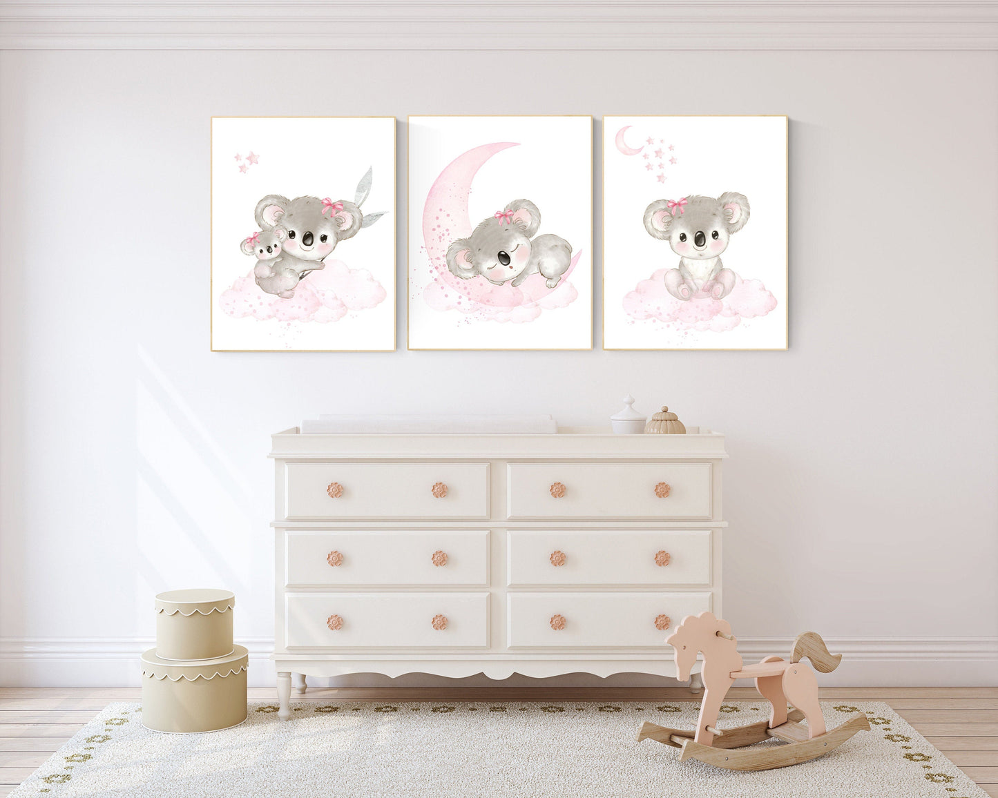 Koala nursery decor, pink nursery, Nursery decor girl, koala print, pink nursery art, animal prints, pink nursery, baby girl room decor,