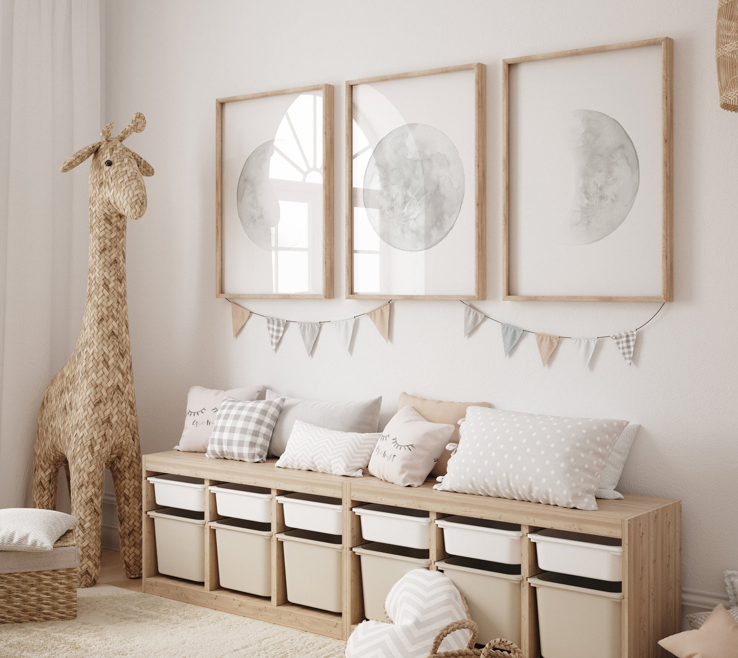 Moon nursery decor, moon print, gray nursery, gender neutral nursery, full moon print, moon nursery, grey nursery, home decor