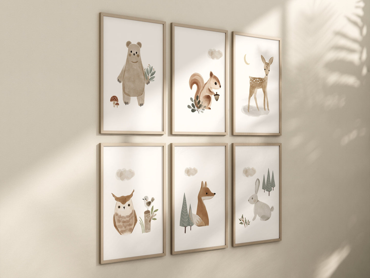 Woodland nursery decor, animal prints, boho nursery, woodland themed nursery, nursery art woodland, nursery prints, gender neutral nursery