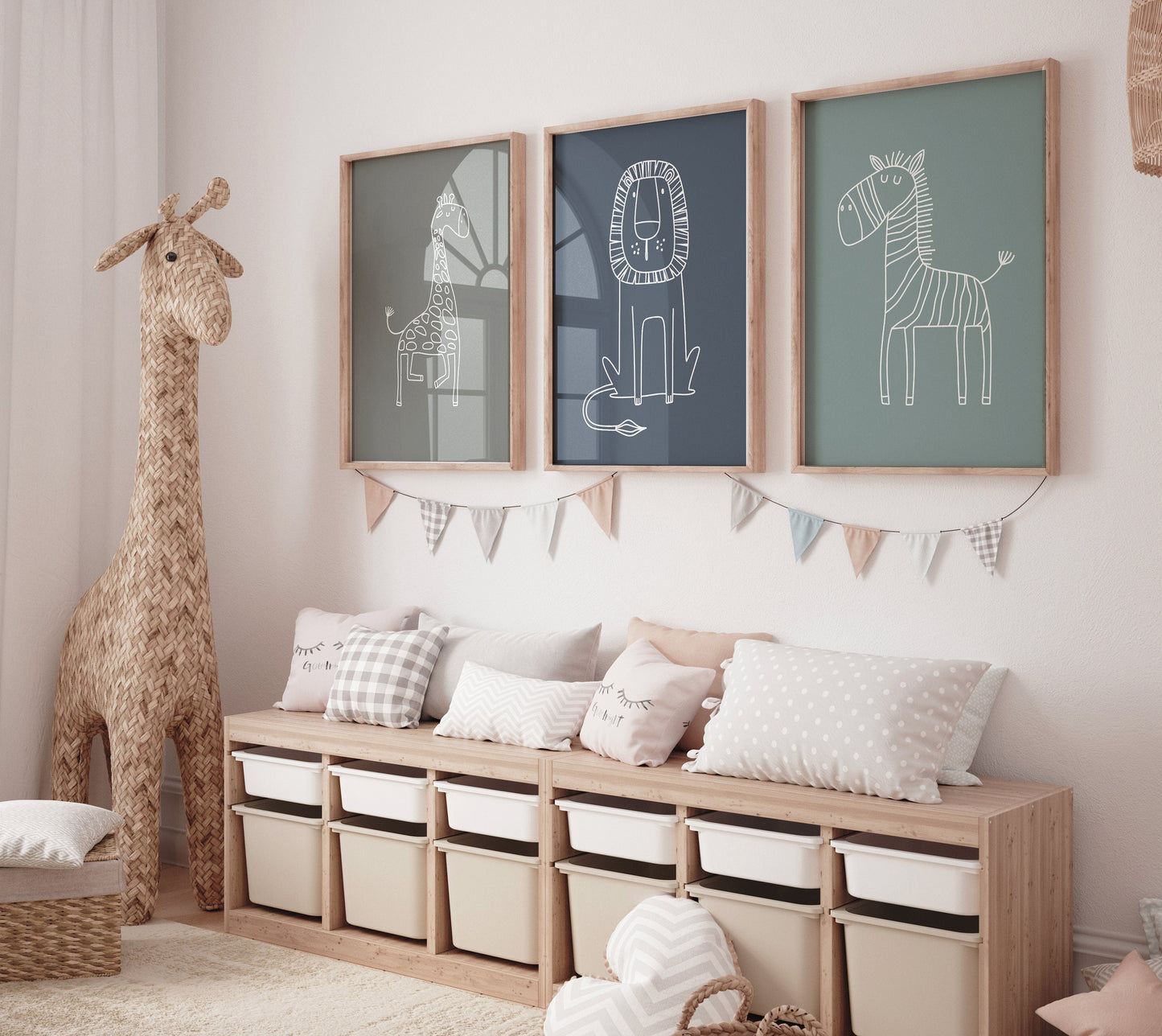 Safari Nursery Wall Prints, Boho Nursery Prints, jungle animals, Sage Green Nursery Art, animal Nursery Decor, animal prints