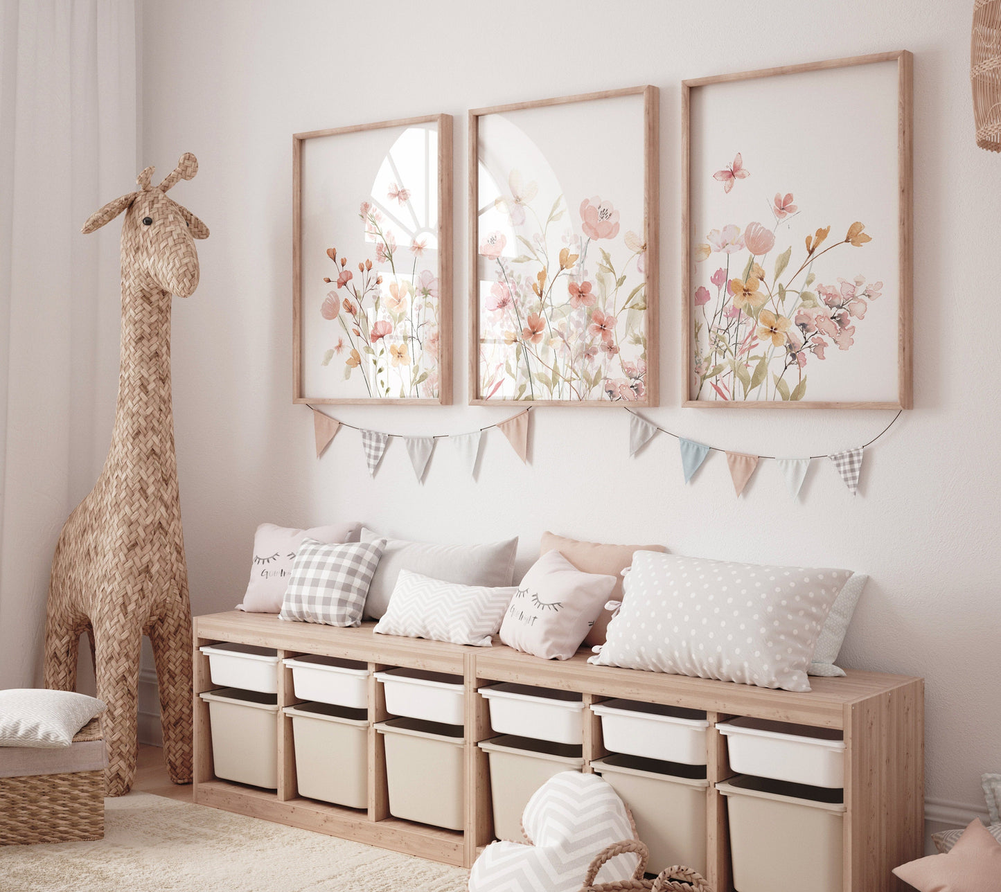 Wildflower Nursery, Boho prints, Botanical Prints, girl nursery decor, floral nursery, blush pink, flower nursery, home decor