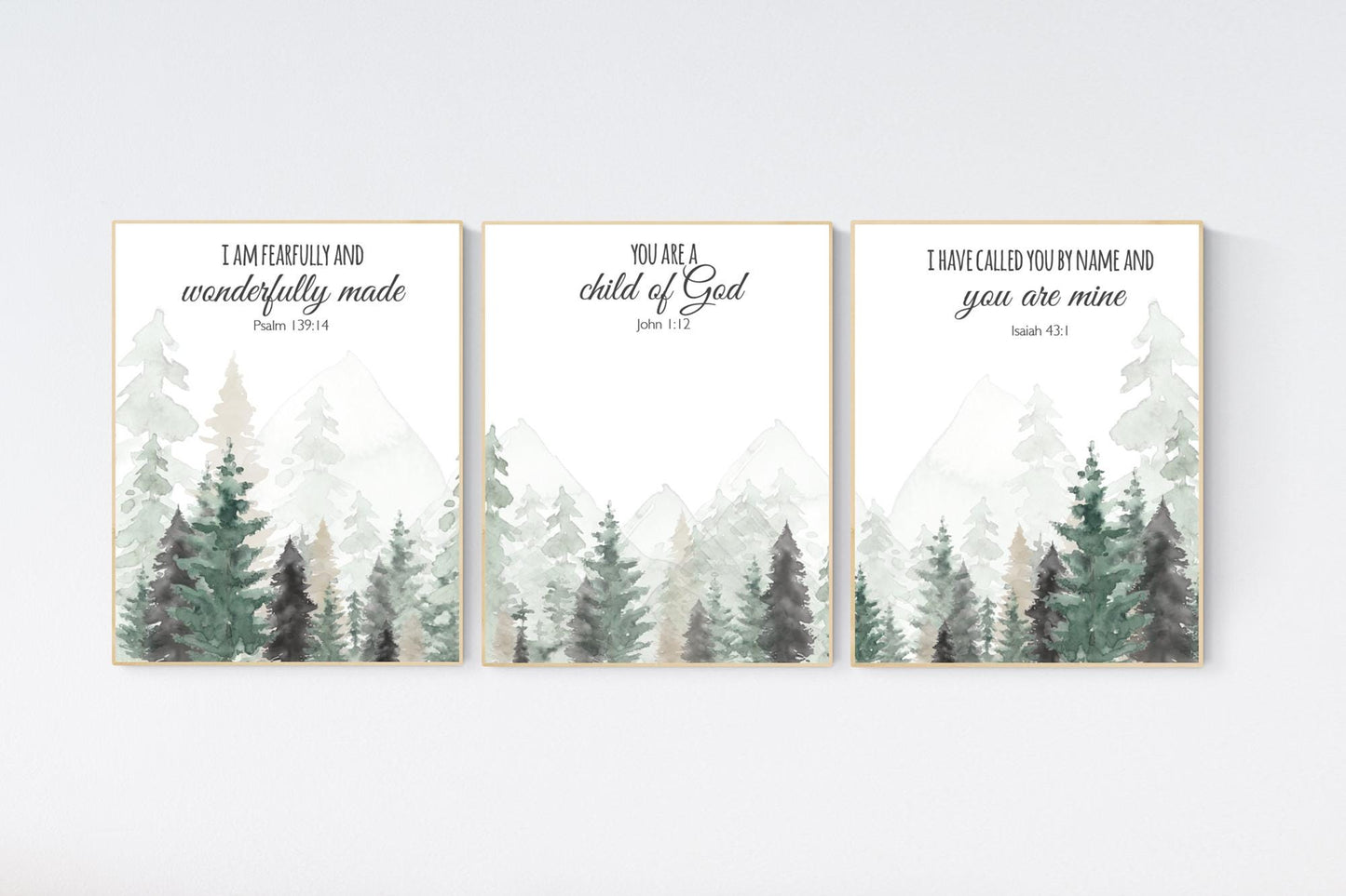 Nursery decor mountain, nursery wall art, tree nursery decor, adventure theme nursery, forest, sage green, bible nursery, verse nursery