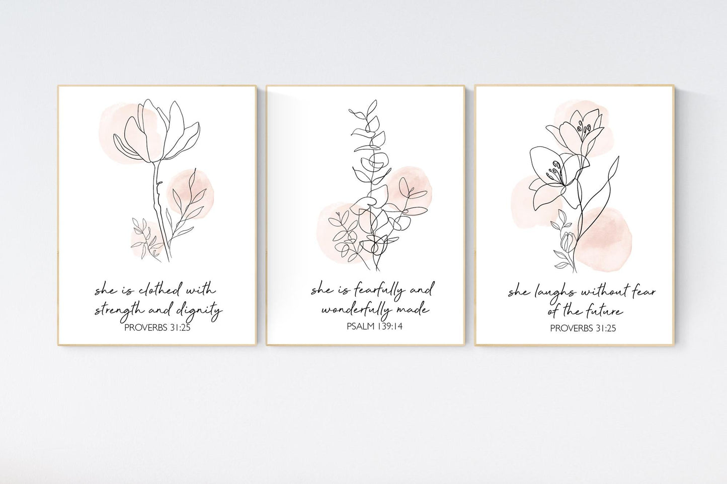 Boho Botanical Prints, girl nursery decor, Wildflower Nursery, floral nursery, blush pink, Wild Flowers, Flower Nursery, verse print