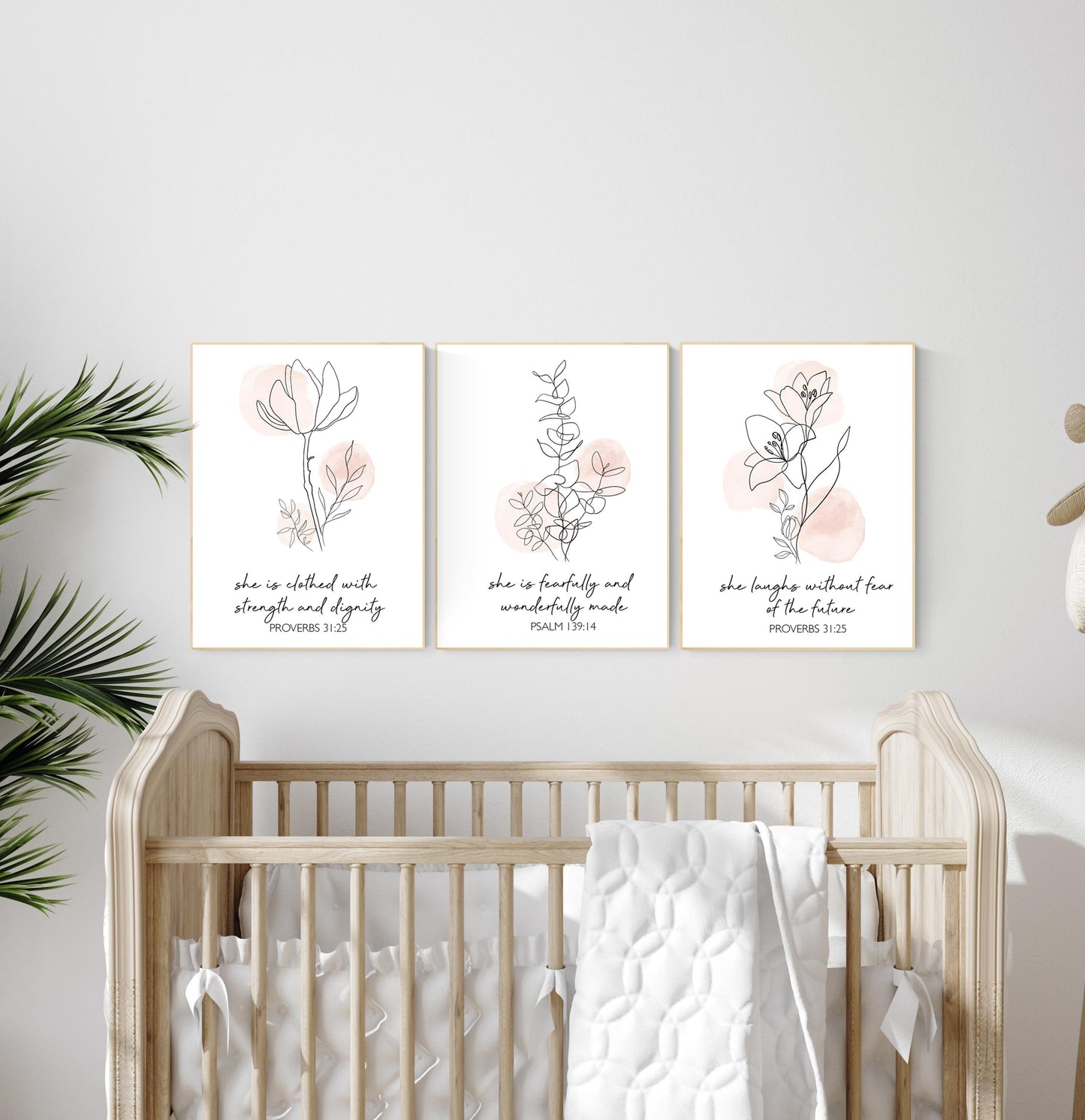 Boho Botanical Prints, girl nursery decor, Wildflower Nursery, floral nursery, blush pink, Wild Flowers, Flower Nursery, verse print