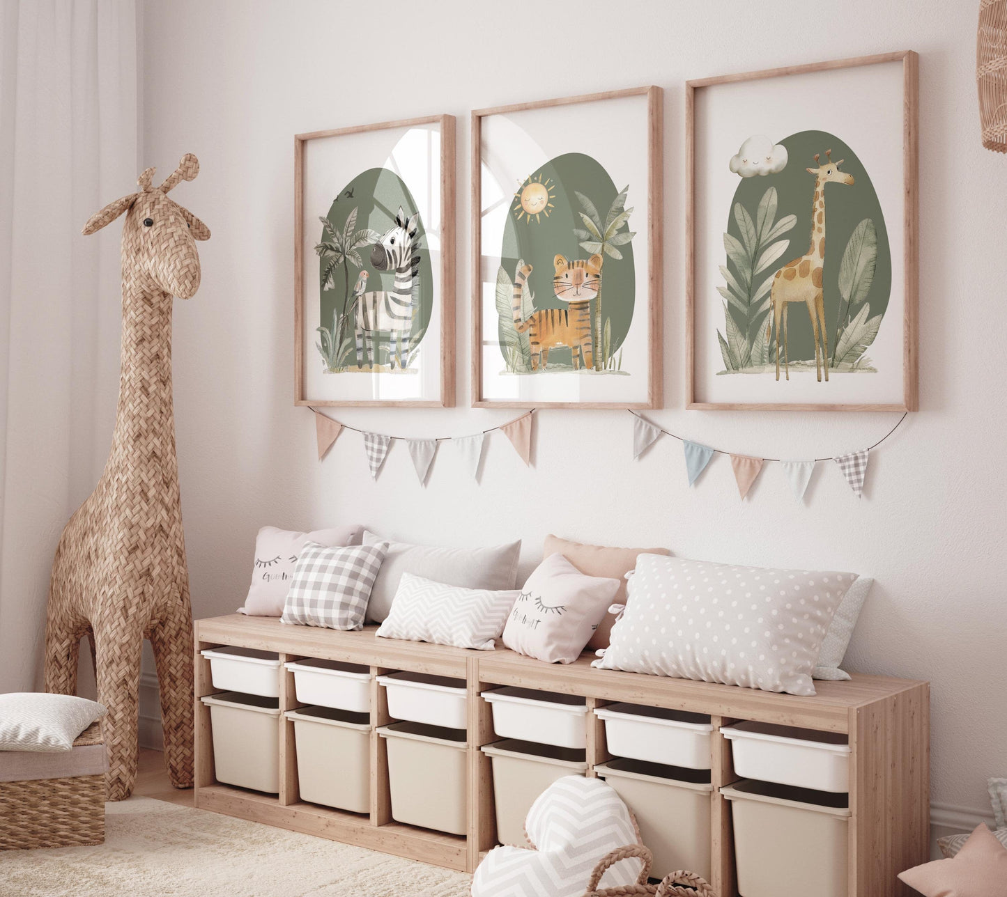 Safari Animals, Nursery Wall Prints, Boho Nursery Prints, jungle animals, Sage Green Nursery Art, animal Nursery Decor, animal prints