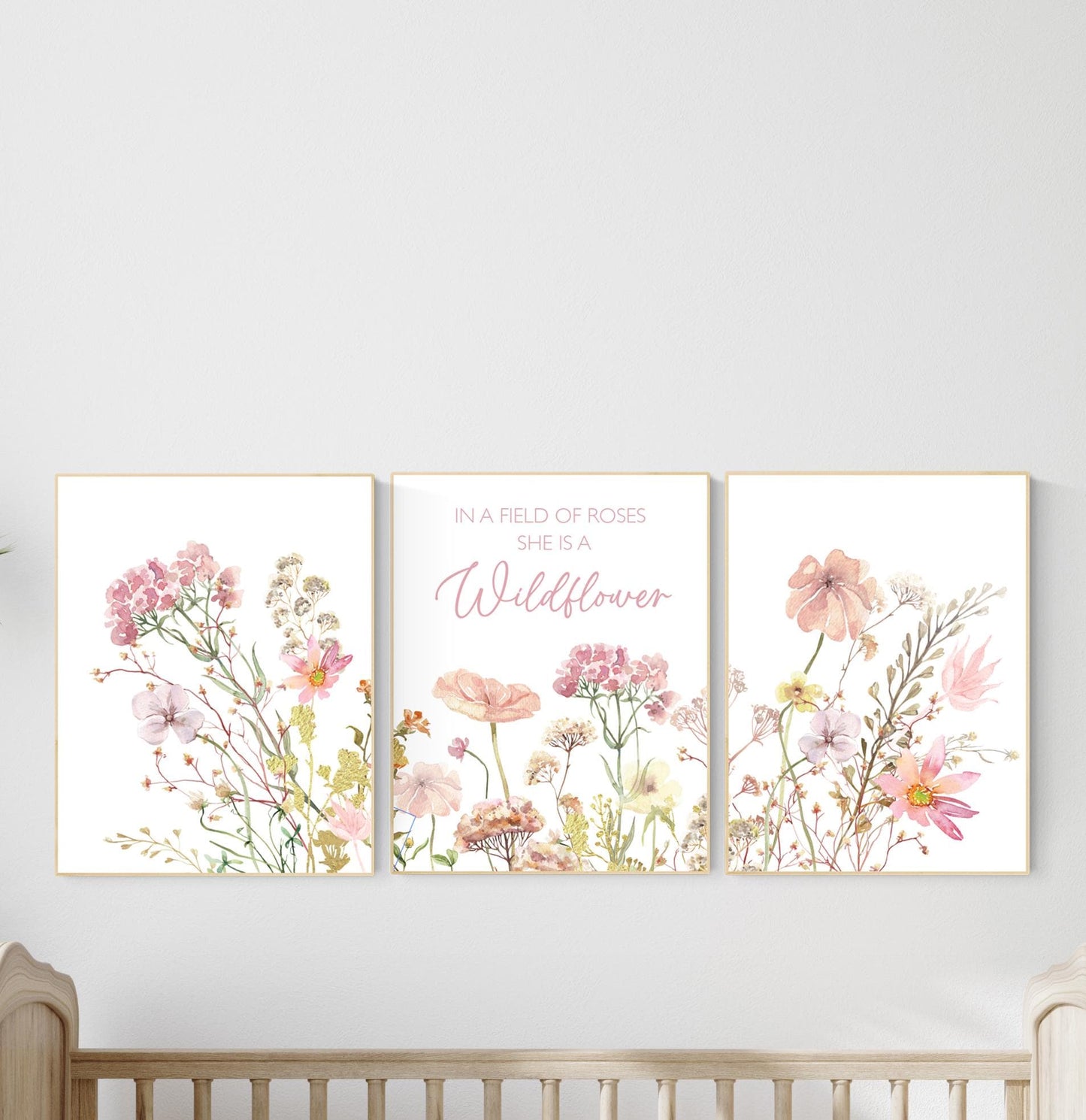 Boho Nursery wall art, Wildflower Nursery Decor, Floral Nursery, Girl Nursery Decor, flower nursery, in a flower of roses she's a wildflower