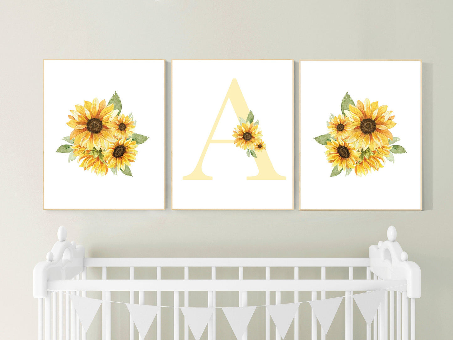 Nursery decor girl flower, Sunflower nursery, Yellow nursery, floral nursery, boho nursery, name nursery, sunflower, girl nursery wall decor