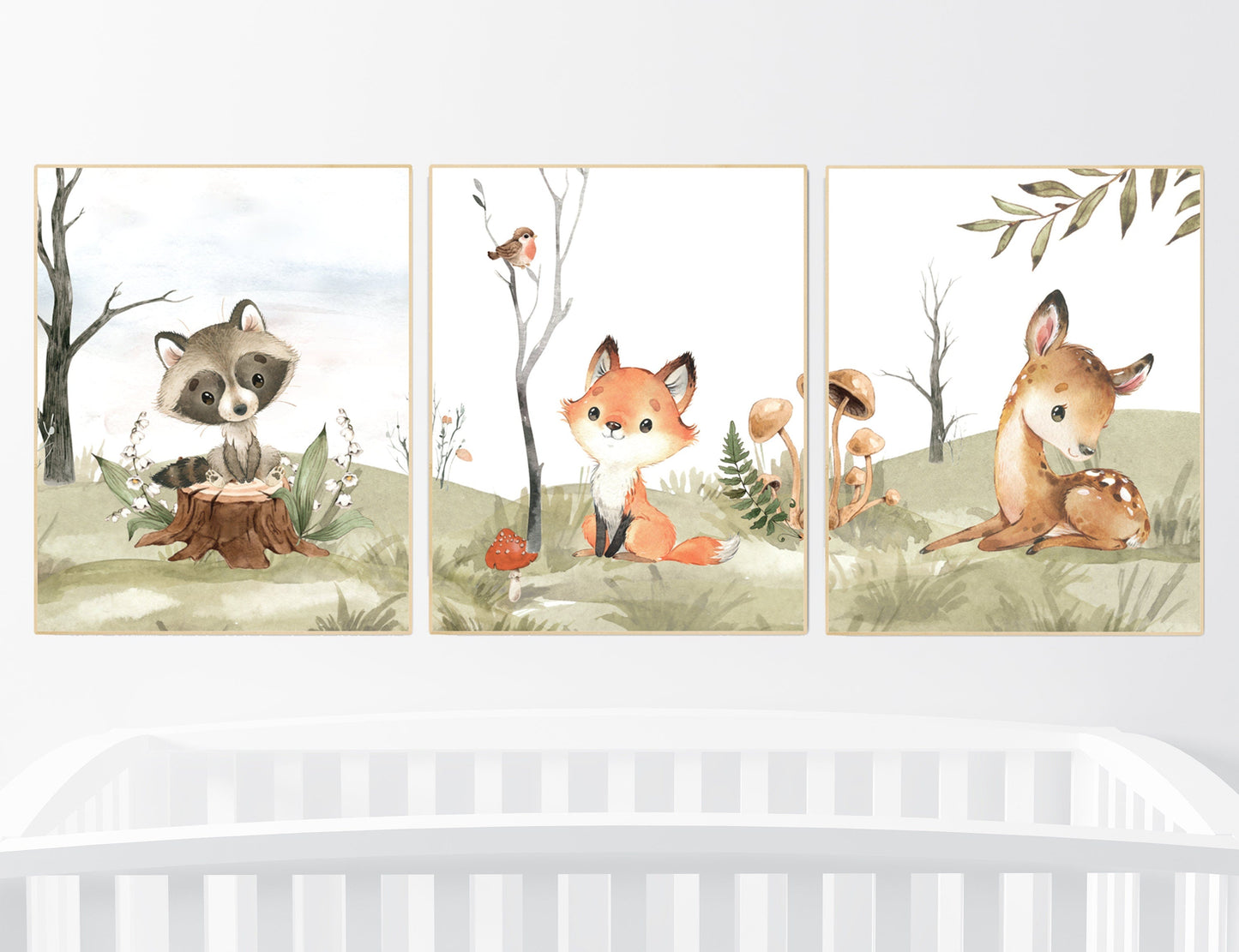 Animal nursery decor, woodland nursery prints, jungle animals, gender neutral nursery, Woodland Nursery, animal prints, fox, deer, raccoon