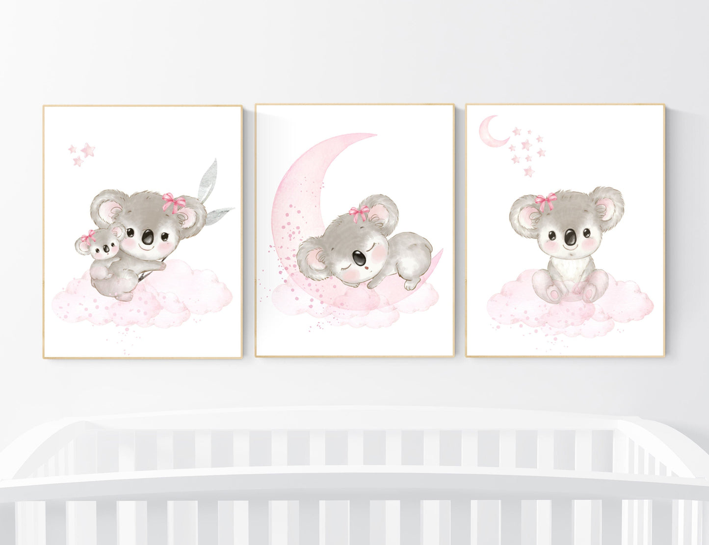 Koala nursery decor, pink nursery, Nursery decor girl, koala print, pink nursery art, animal prints, pink nursery, baby girl room decor,