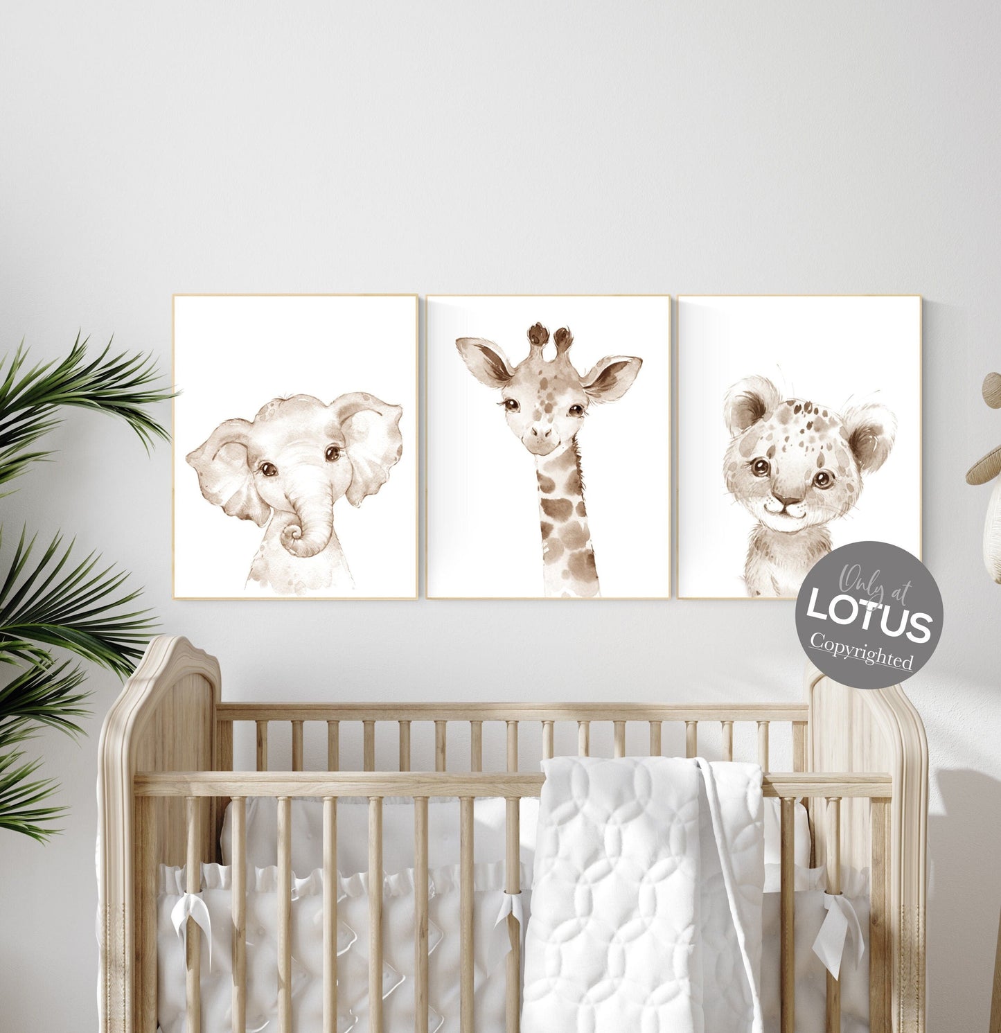 Nursery wall art animals, gray nursery, gender neutral nursery, neutral nursery, baby room decor, elephant, giraffe, animal prints