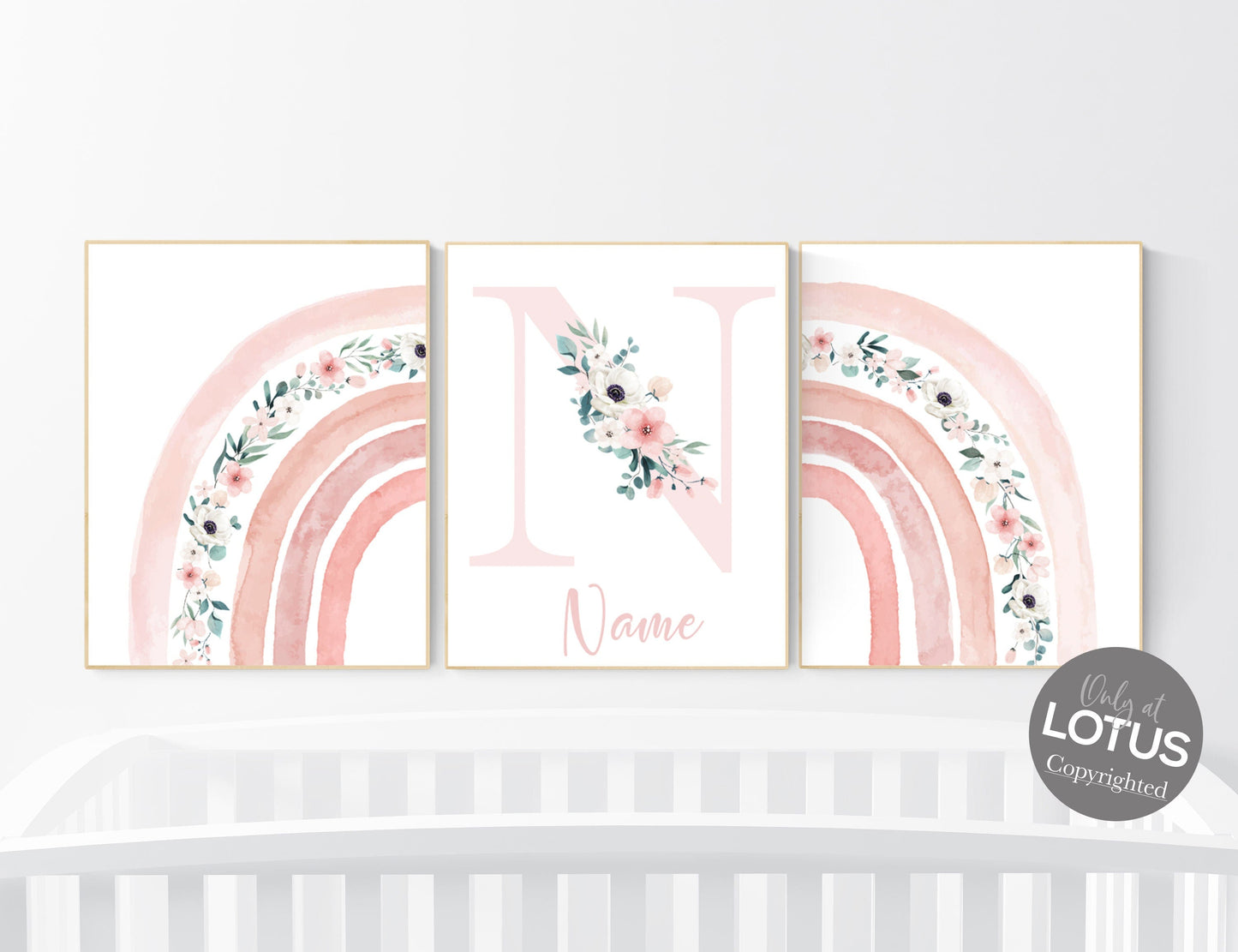 Nursery decor girl, rainbow nursery, blush pink, boho nursery, girl nursery wall art, floral nursery, blush nursery, flower nursery