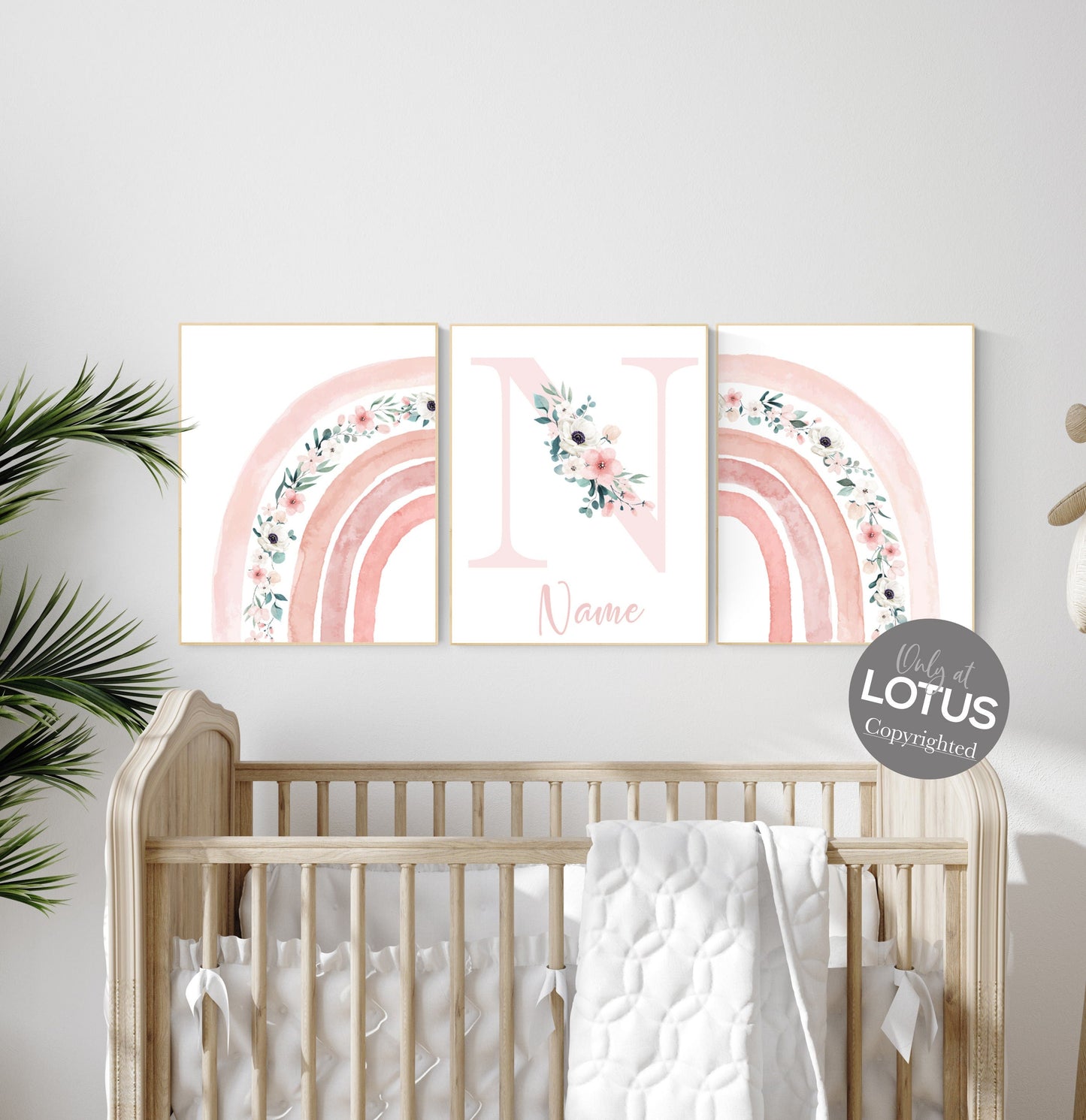 Nursery decor girl, rainbow nursery, blush pink, boho nursery, girl nursery wall art, floral nursery, blush nursery, flower nursery