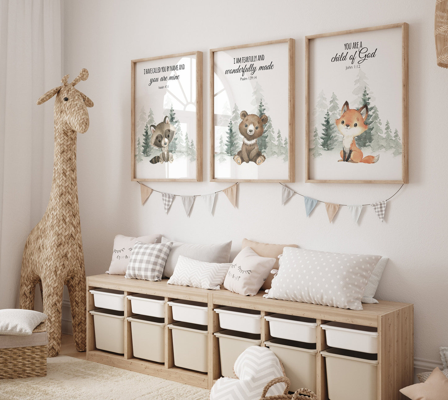 Nursery decor woodland, Woodland Nursery Wall Art, Woodland Print Set, animal prints, verse nursery, bible nursery, gender neutral nursery