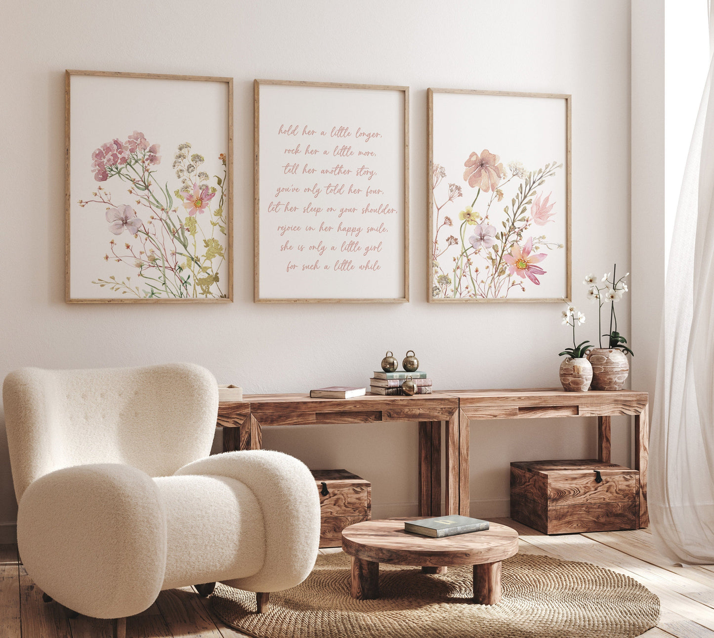 Wildflower print nursery, nursery decor girl wildflower, nursery wall art girl, boho nursery wall art wildflower, flower nursery wall art