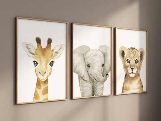 Safari Nursery Prints, Safari Nursery Decor, Safari Nursery Wall Art, safari animals, safari Baby Animal Prints for Nursery, gender neutral