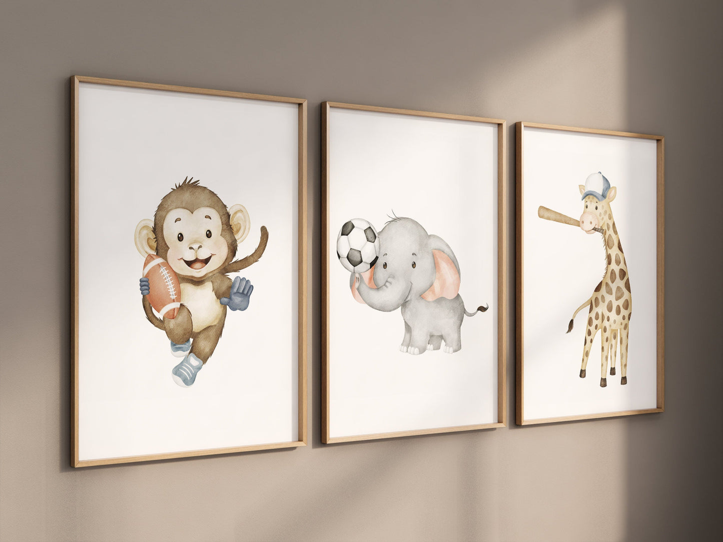 Sports nursery decor, Baby Animals Sport, Baby boy sports nursery, Safari nursery, football, soccer, baseball, nursery, animal sports