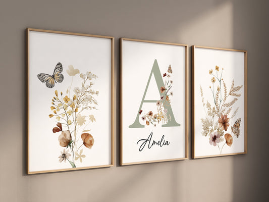 Wildflowers Prints,  Floral nursery Wall Art, boho Nursery, Girl Nursery Decor, flower nursery, vintage flower nursery print