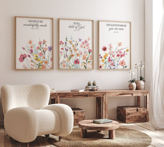 Boho Nursery wall art, Wildflower Nursery Decor, Floral Nursery, Girl Nursery Decor, vintage flower nursery, bible verse, christian wall art