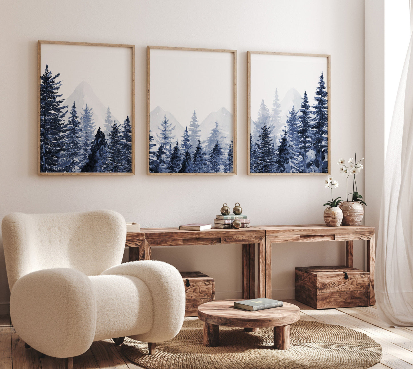 Nursery decor mountain, nursery wall art, tree nursery decor, adventure theme nursery, forest, navy, navy blue, woodland animals