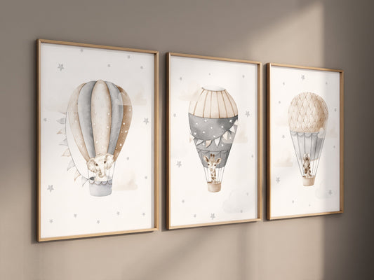Nursery decor neutral, hot air balloon, gender neutral, grey nursery, baby room decor, beige nursery, neutral colors, travel themed nursery