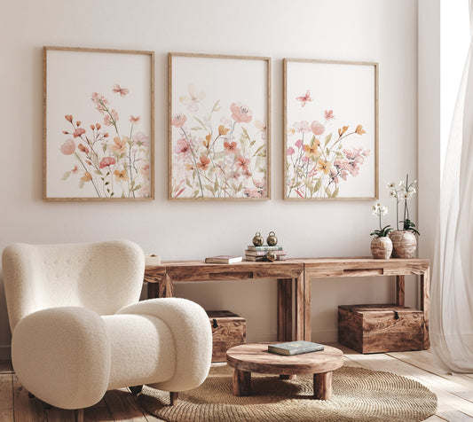Wildflower Nursery, Boho prints, Botanical Prints, girl nursery decor, floral nursery, blush pink, flower nursery, home decor