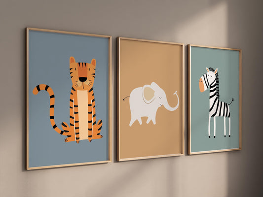 Safari Nursery Wall Prints, Boho Nursery Prints, jungle animals, Sage Green Nursery Art, animal Nursery Decor, animal prints