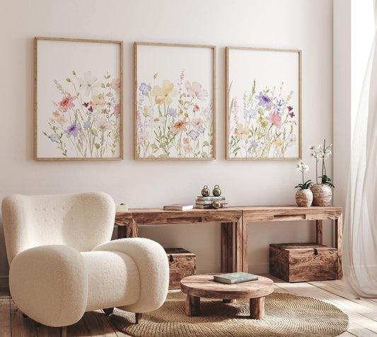 Boho Nursery wall art, Wildflower Nursery Decor, Girl Nursery Decor, pastel colors, flower nursery, Botanical Print, home decor