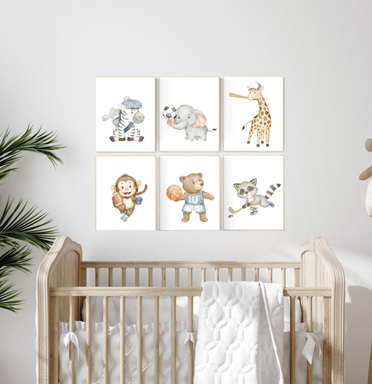 Sports nursery decor, Baby Animals Sport, Baby boy sports nursery, Safari nursery decor, football nursery, baseball nursery, golf nursery