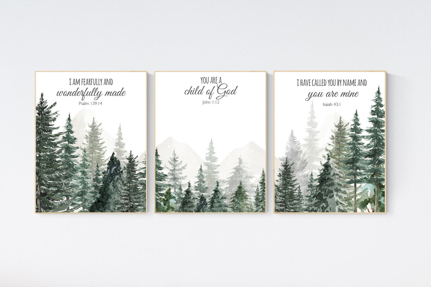 Nursery decor mountain, nursery wall art, tree nursery decor, adventure theme nursery, forest, sage green, bible nursery, verse nursery