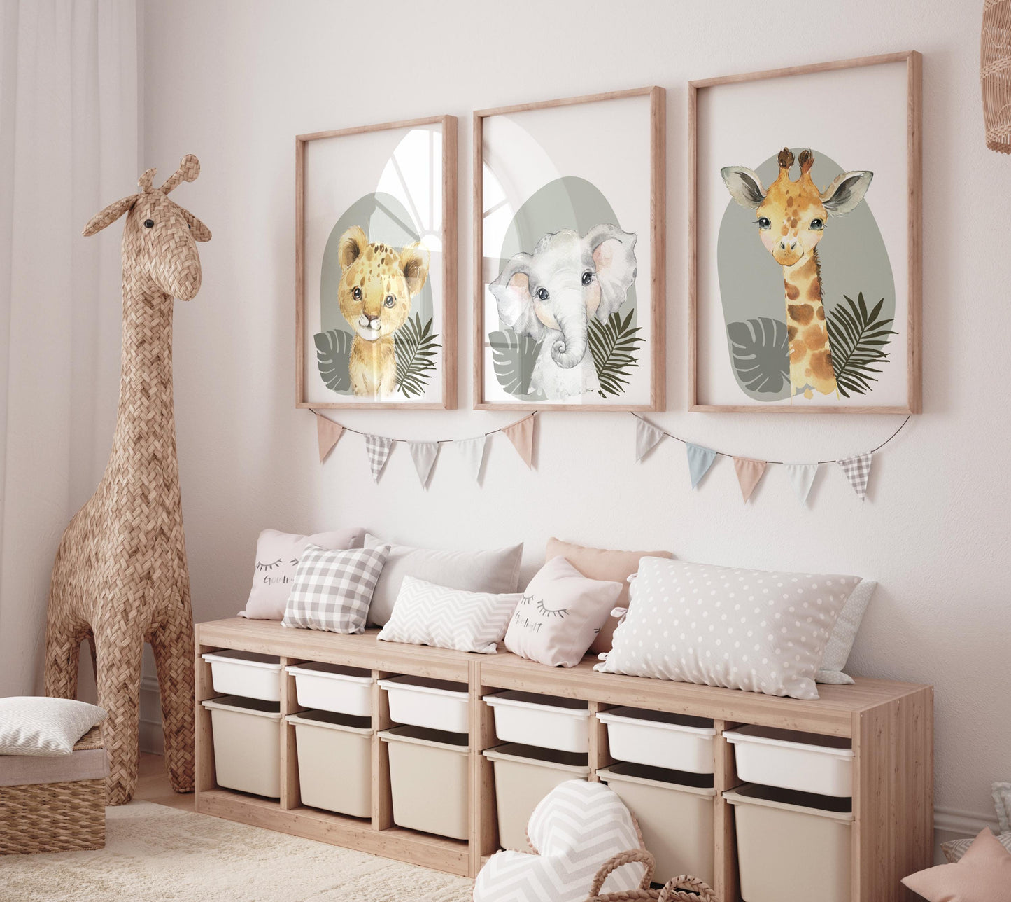 Safari Nursery Wall Prints, Boho Nursery Prints, jungle animals, Sage Green Nursery Art, animal Nursery Decor, animal prints