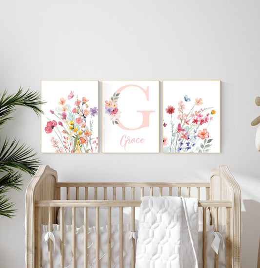 Boho Nursery wall art, Wildflower Nursery Decor, Floral Nursery, Girl Nursery Decor, vintage flower nursery, Botanical Print, home decor