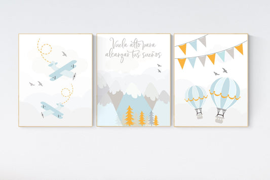 Nursery decor boy adventure, adventure nursery, travel theme nursery, hot air balloon nursery, plane nursery, boys room decor